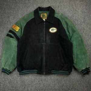 Vintage 90s Green Bay Packers G-III Carl Banks Suede Leather Jacket Mens XL Logo